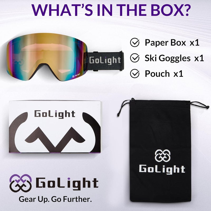 Golight XL Frameless Ski Goggles – OTG Snowboard Goggles with Anti-Fog Lens, UV400 REVO Mirror Protection for Men & Women - Image 3